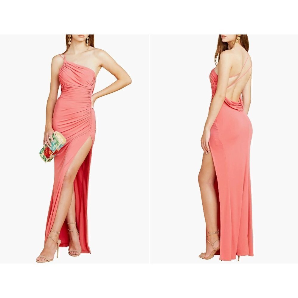 NWTD Katie May Los angels Size L Winnipeg One Shoulder Ruched Knit Gown MSRP$250